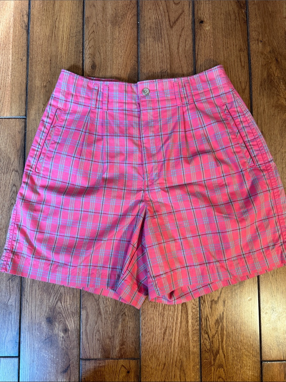 Vintage Dockers Pink Plaid High-Rise Bermuda Shorts